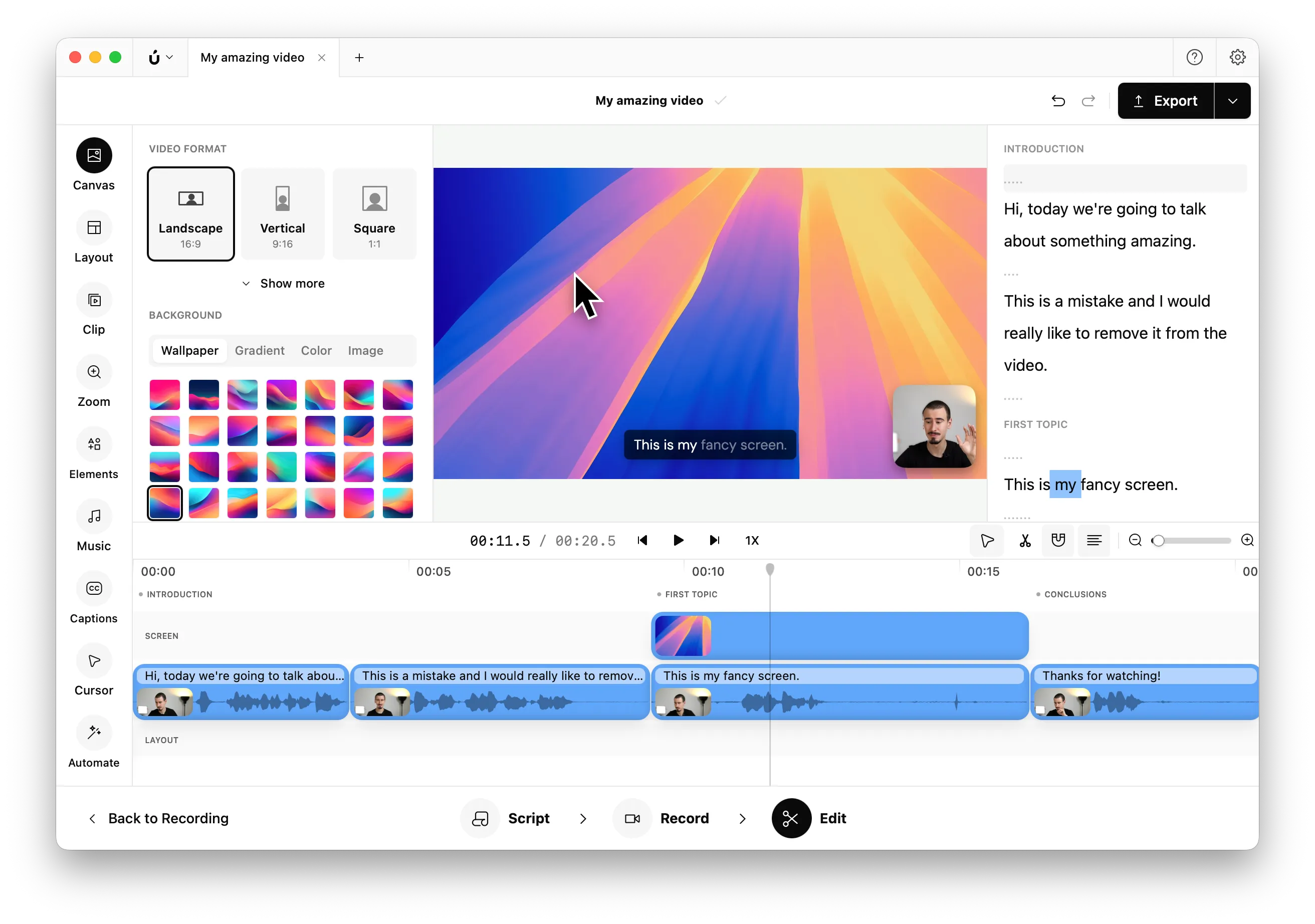 Borumi interface
