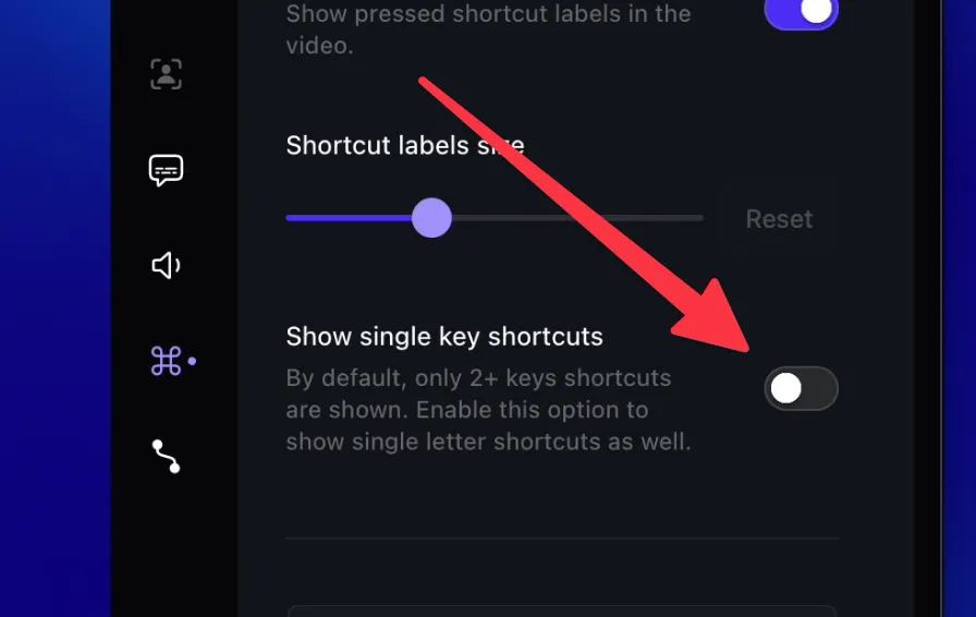 Screen Studio Single-Key Shortcuts