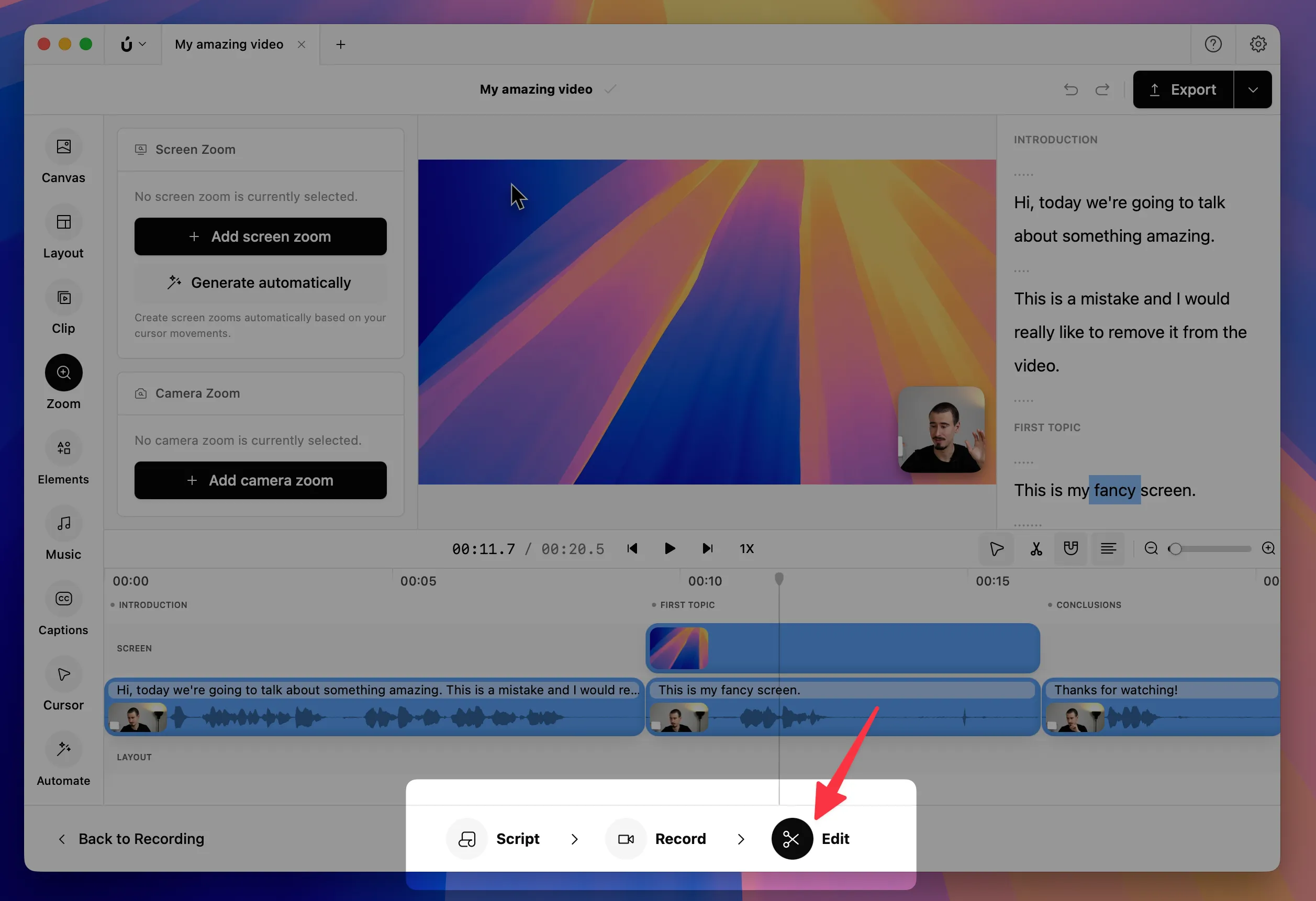 Borumi Edit tool opened from the bottom navigation