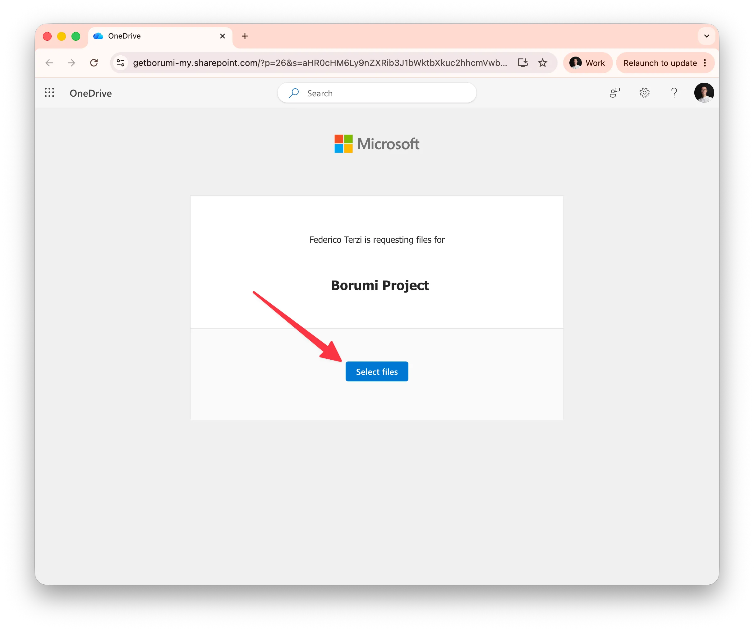 SharePoint upload page for sending a Borumi project zip file